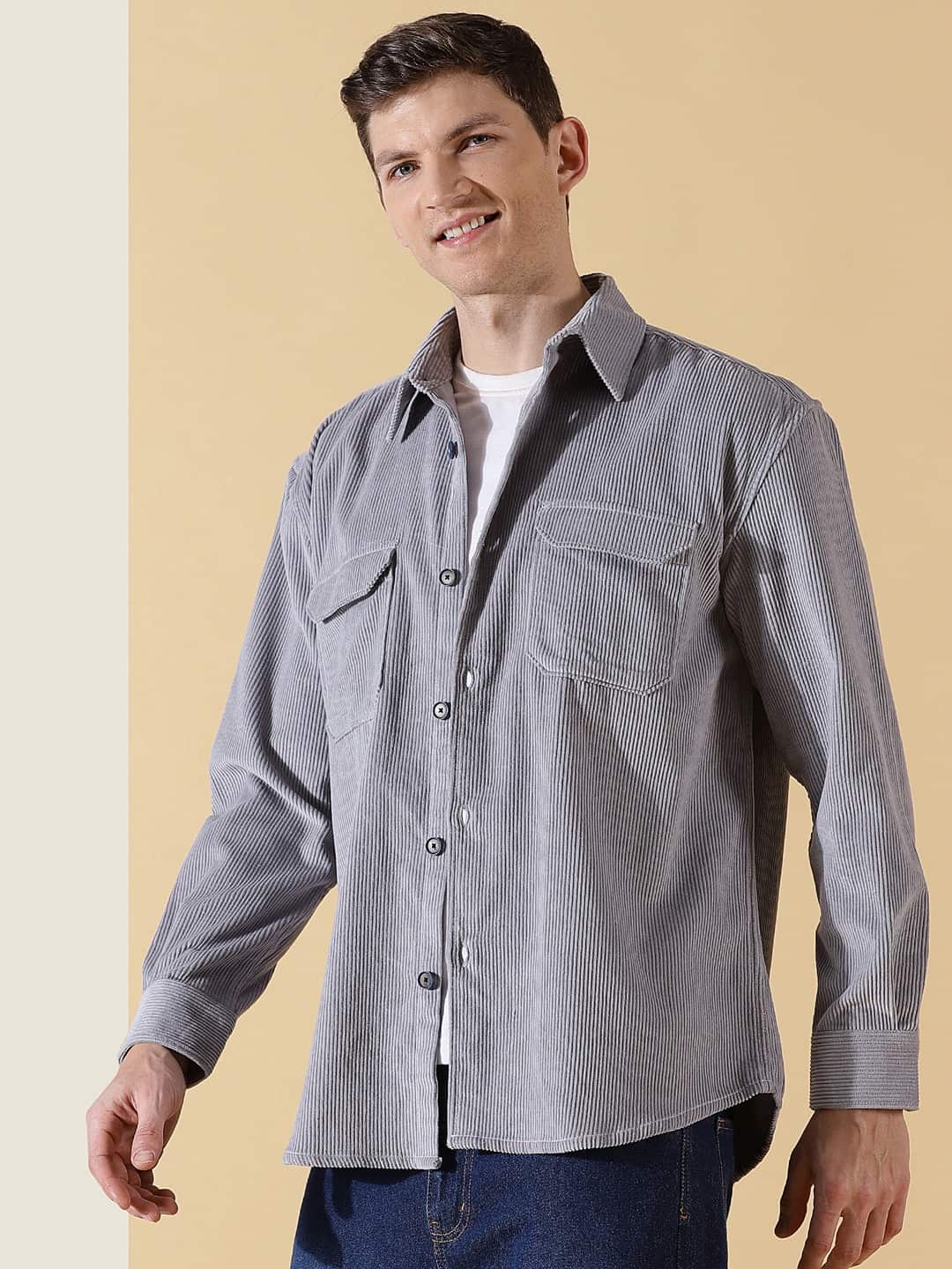 Thomas Scott Men Premium Corduroy Casual Shirt