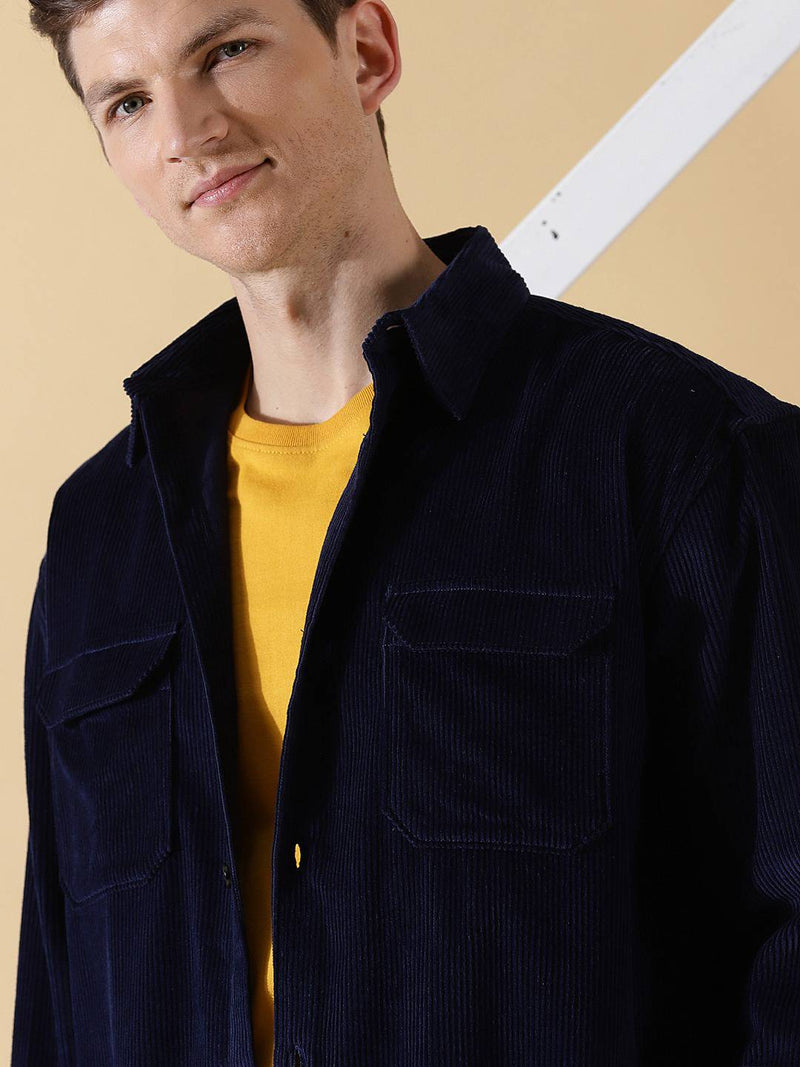 Thomas Scott Men Cotton Premium Corduroy Oversized Shackets