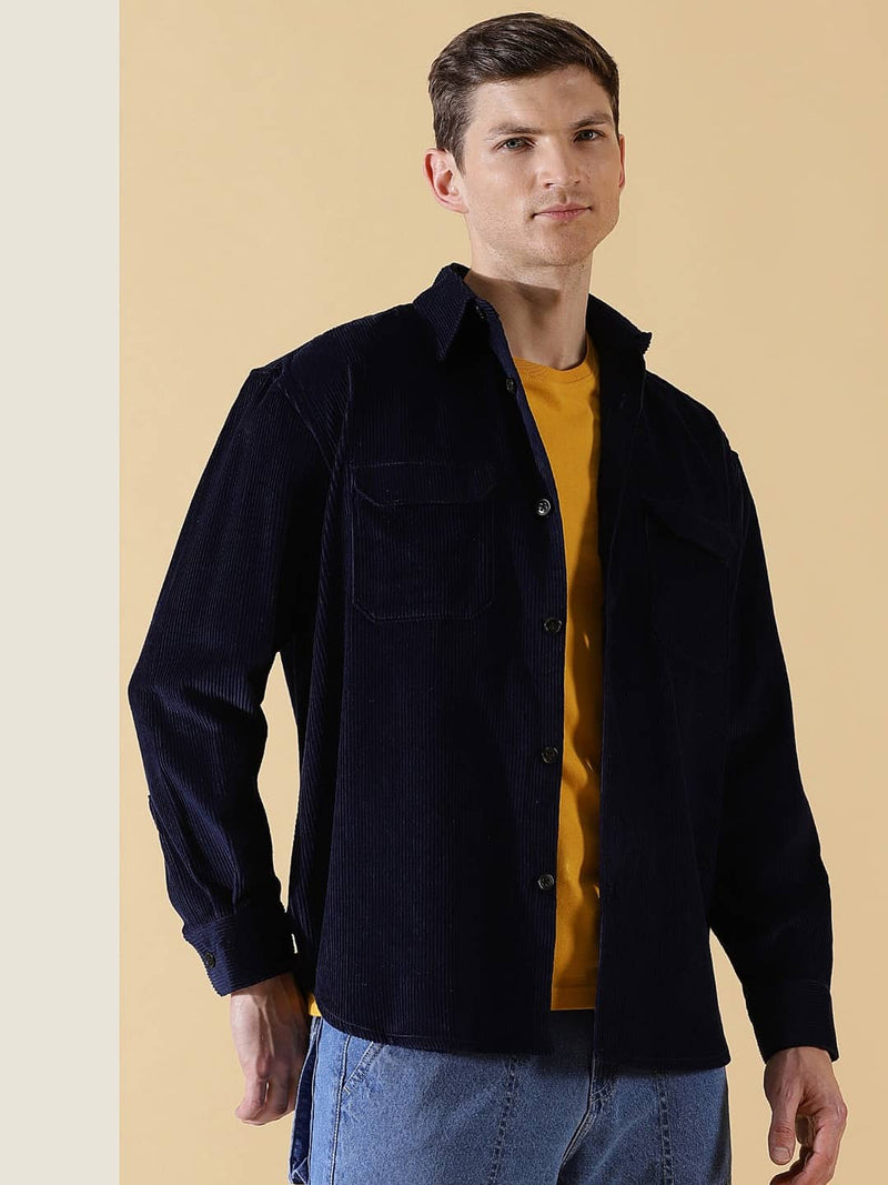 Thomas Scott Men Cotton Premium Corduroy Oversized Shackets