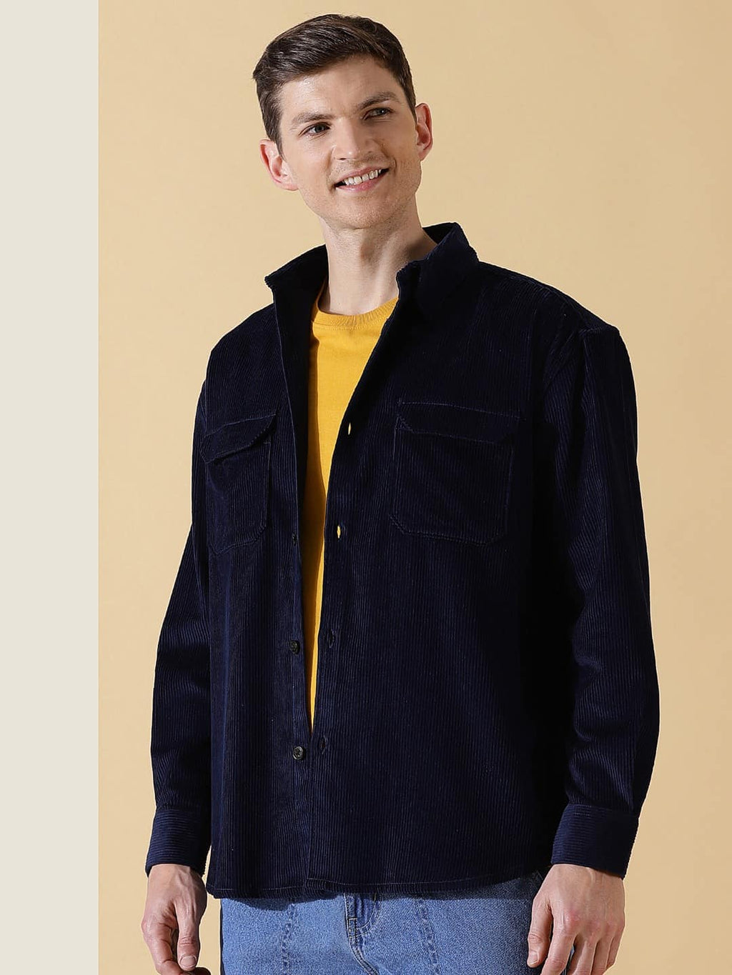 Thomas Scott Men Cotton Premium Corduroy Oversized Shackets