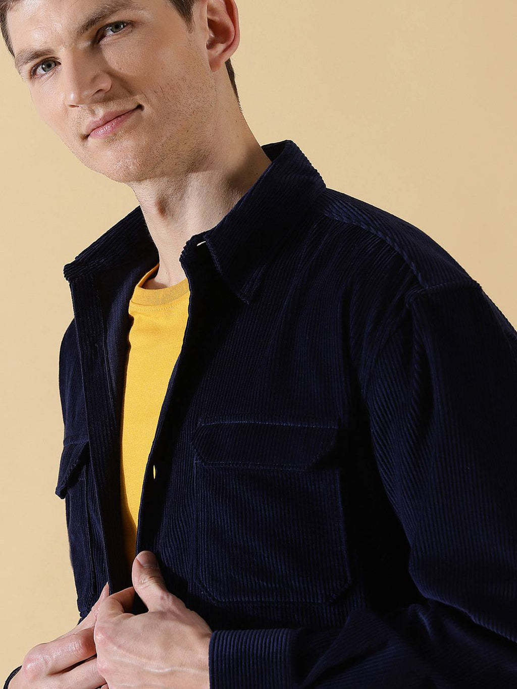 Thomas Scott Men Cotton Premium Corduroy Oversized Shackets