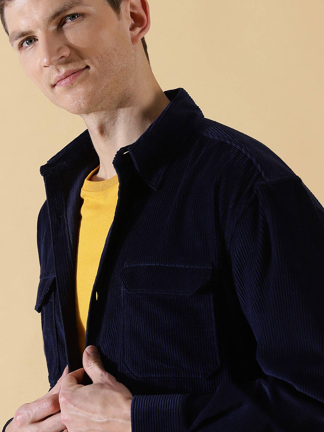 Thomas Scott Men Cotton Premium Corduroy Oversized Shackets