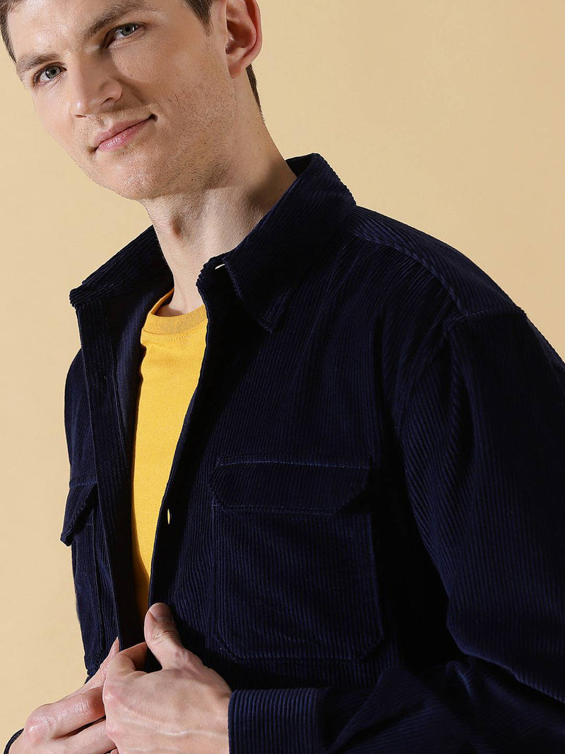 Thomas Scott Men Cotton Premium Corduroy Oversized Shackets