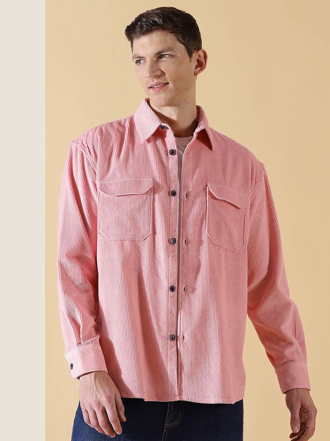 Thomas Scott Men Premium Corduroy Casual Shirt