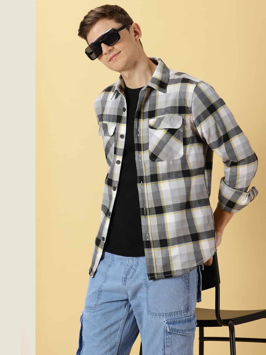 Thomas Scott Men Standard Tartan Checks Opaque Checked Casual Shirt