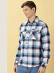 Blue Standard Tartan Checks Opaque Checked Casual Shirt For Men