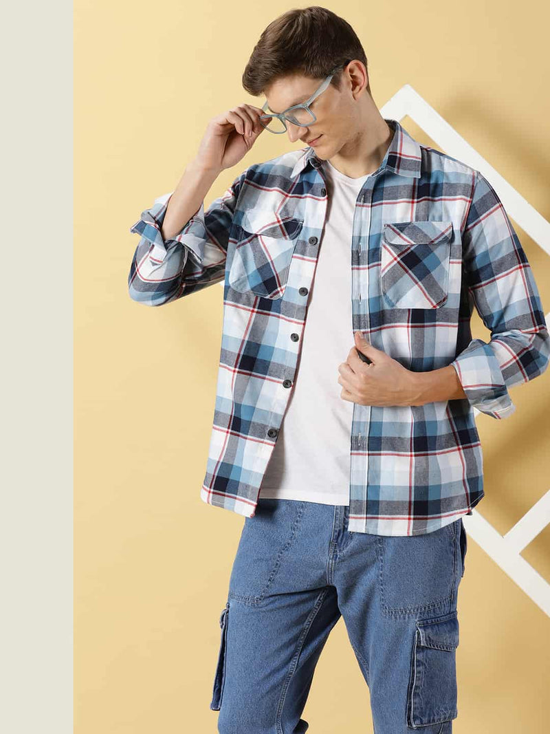 Thomas Scott Men Standard Tartan Checks Opaque Checked Casual Shirt