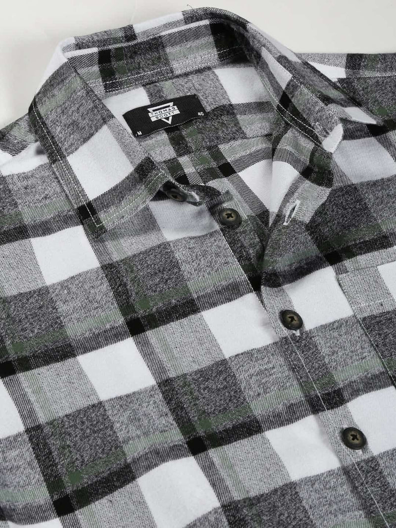 Thomas Scott Men Classic Slim Fit Tartan Checked Pure Cotton Casual Flannel Shirt