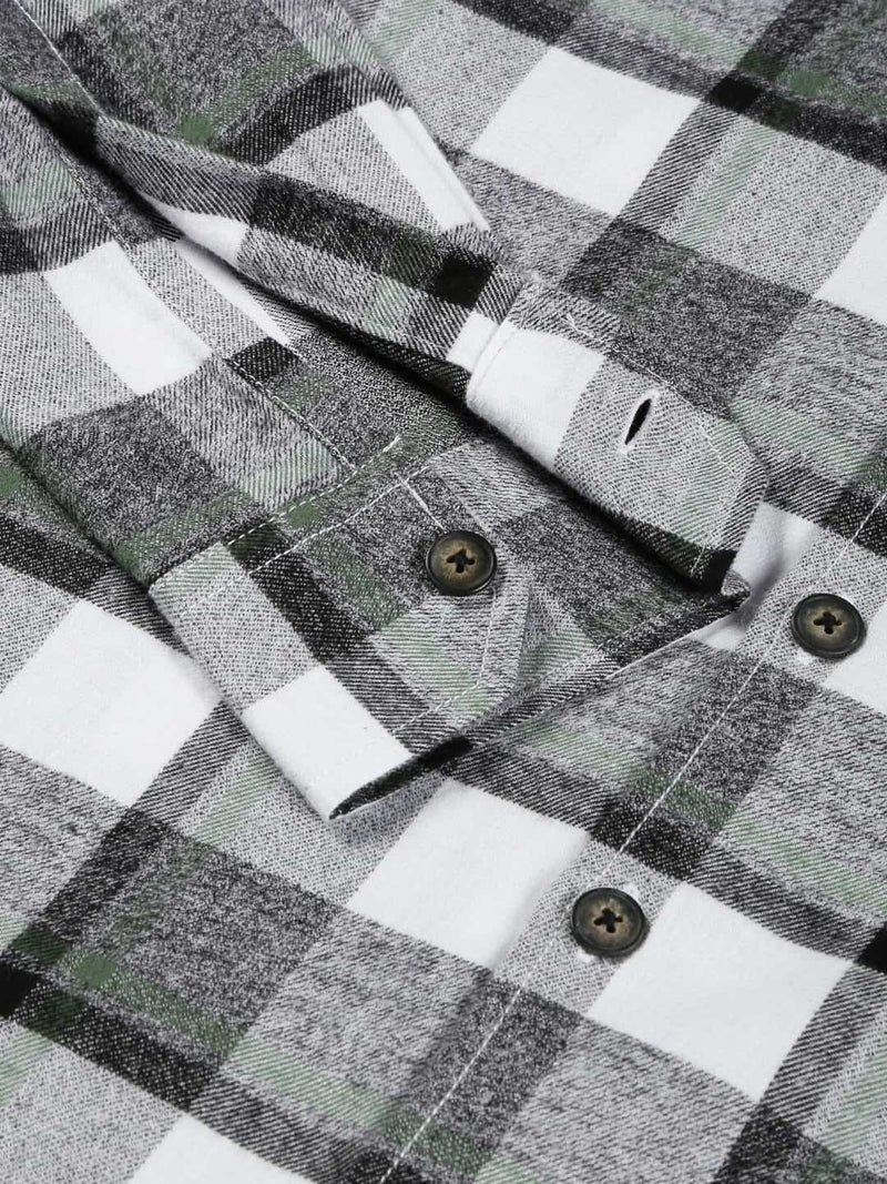 Thomas Scott Men Classic Slim Fit Tartan Checked Pure Cotton Casual Flannel Shirt