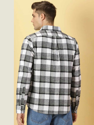 Thomas Scott Men Classic Slim Fit Tartan Checked Pure Cotton Casual Flannel Shirt