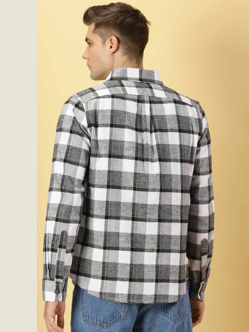 Thomas Scott Men Classic Slim Fit Tartan Checked Pure Cotton Casual Flannel Shirt