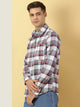 Classic Slim Fit Tartan Checked Opaque Pure Cotton Casual Flannel Shirt For Men