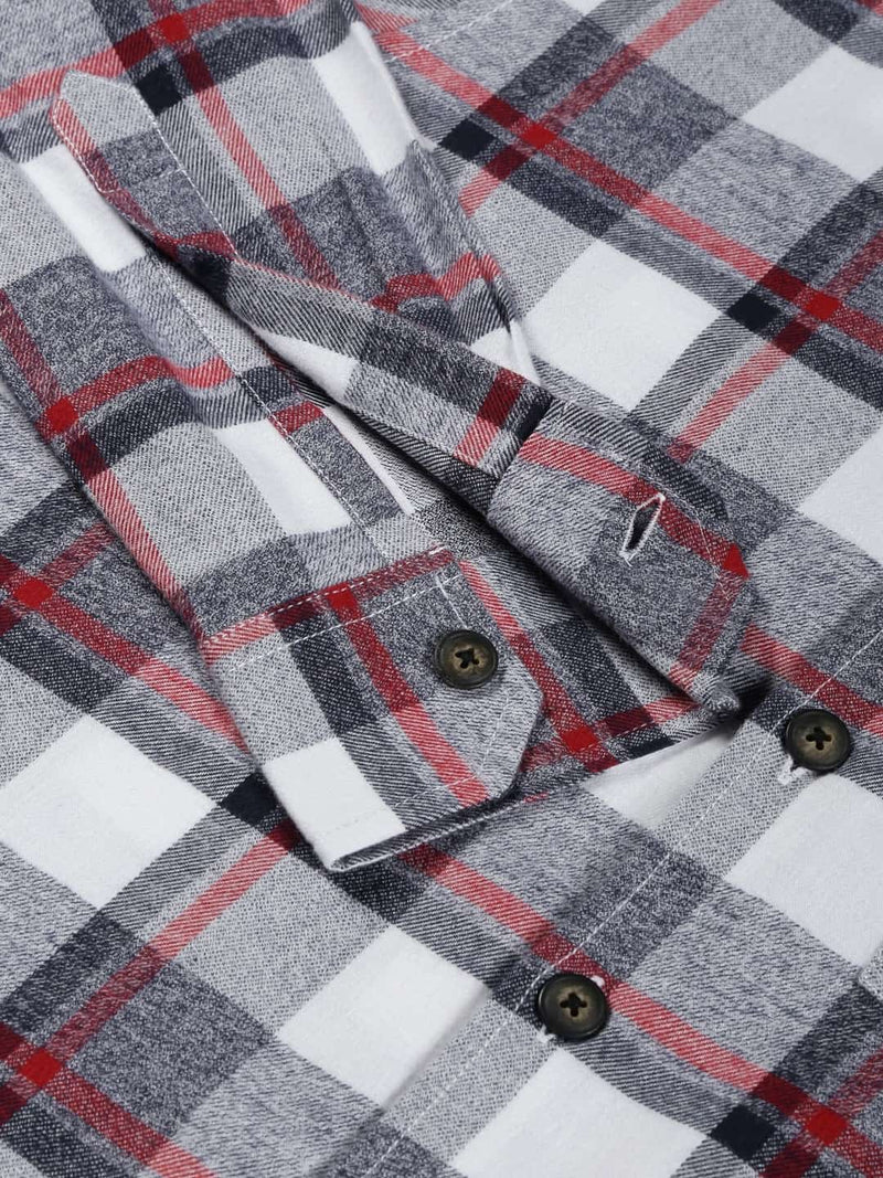 Thomas Scott Men Classic Slim Fit Tartan Checked Opaque Pure Cotton Casual Flannel Shirt