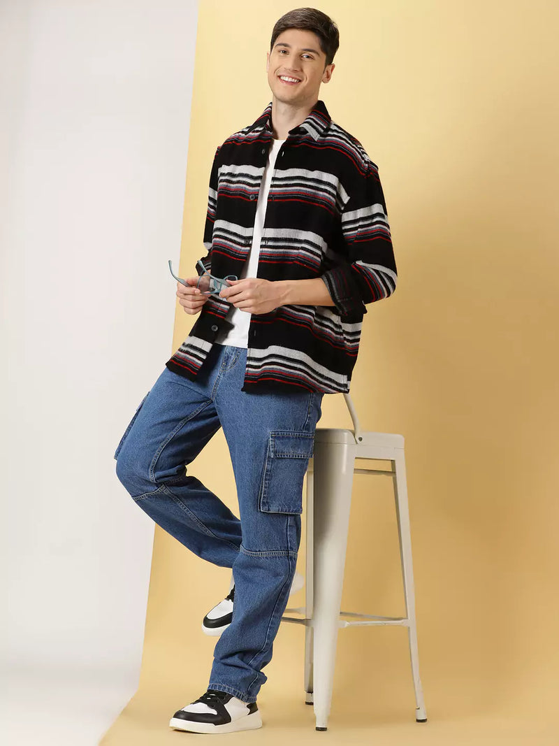 Thomas Scott Men Standard Horizontal Stripes Cotton Opaque Striped Casual Shirt