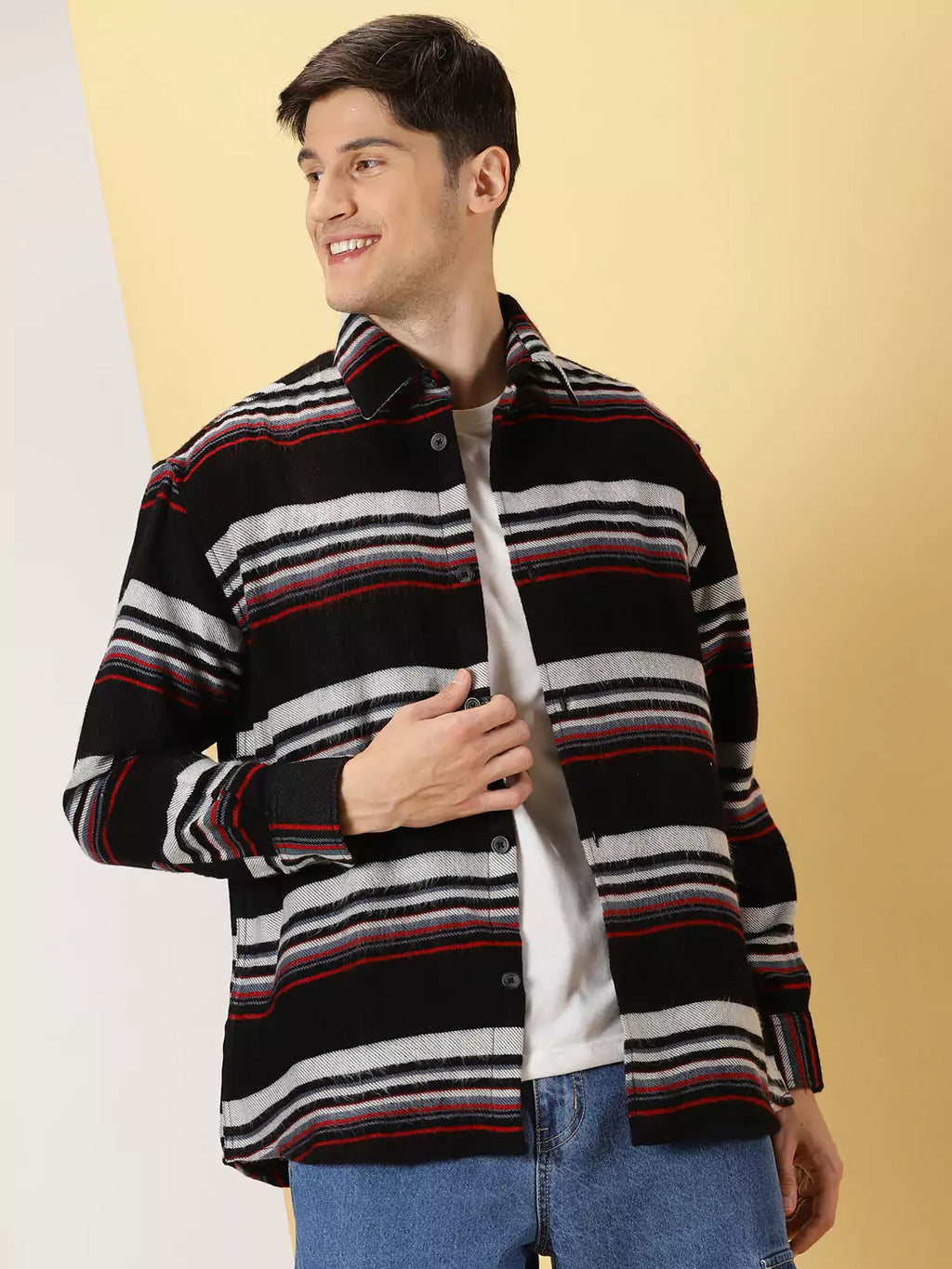 Thomas Scott Men Standard Horizontal Stripes Cotton Opaque Striped Casual Shirt
