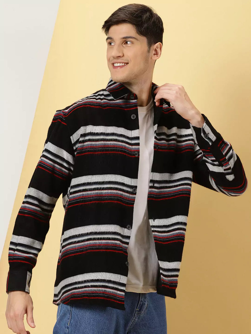 Thomas Scott Men Standard Horizontal Stripes Cotton Opaque Striped Casual Shirt