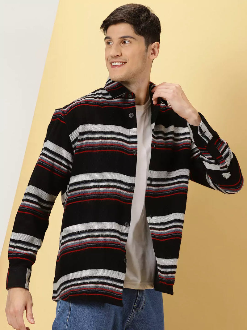 Thomas Scott Men Standard Horizontal Stripes Cotton Opaque Striped Casual Shirt