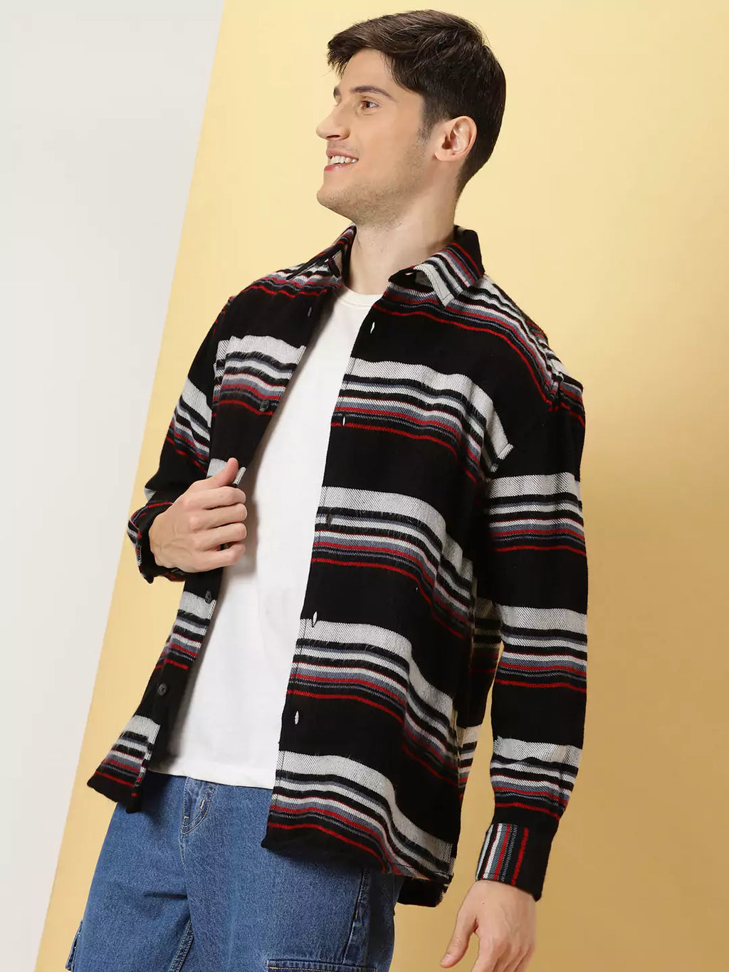 Thomas Scott Men Standard Horizontal Stripes Cotton Opaque Striped Casual Shirt