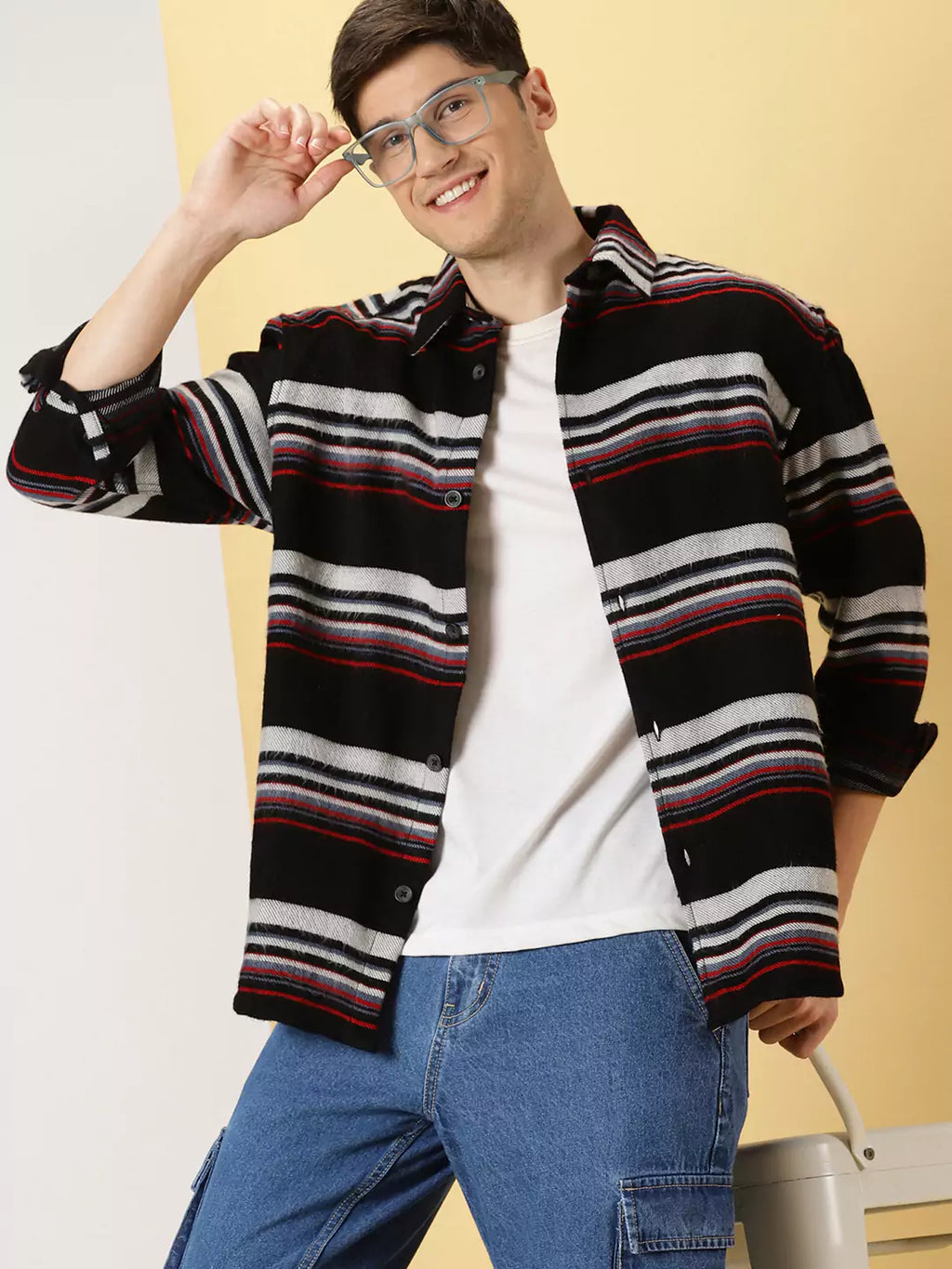 Thomas Scott Men Standard Horizontal Stripes Cotton Opaque Striped Casual Shirt