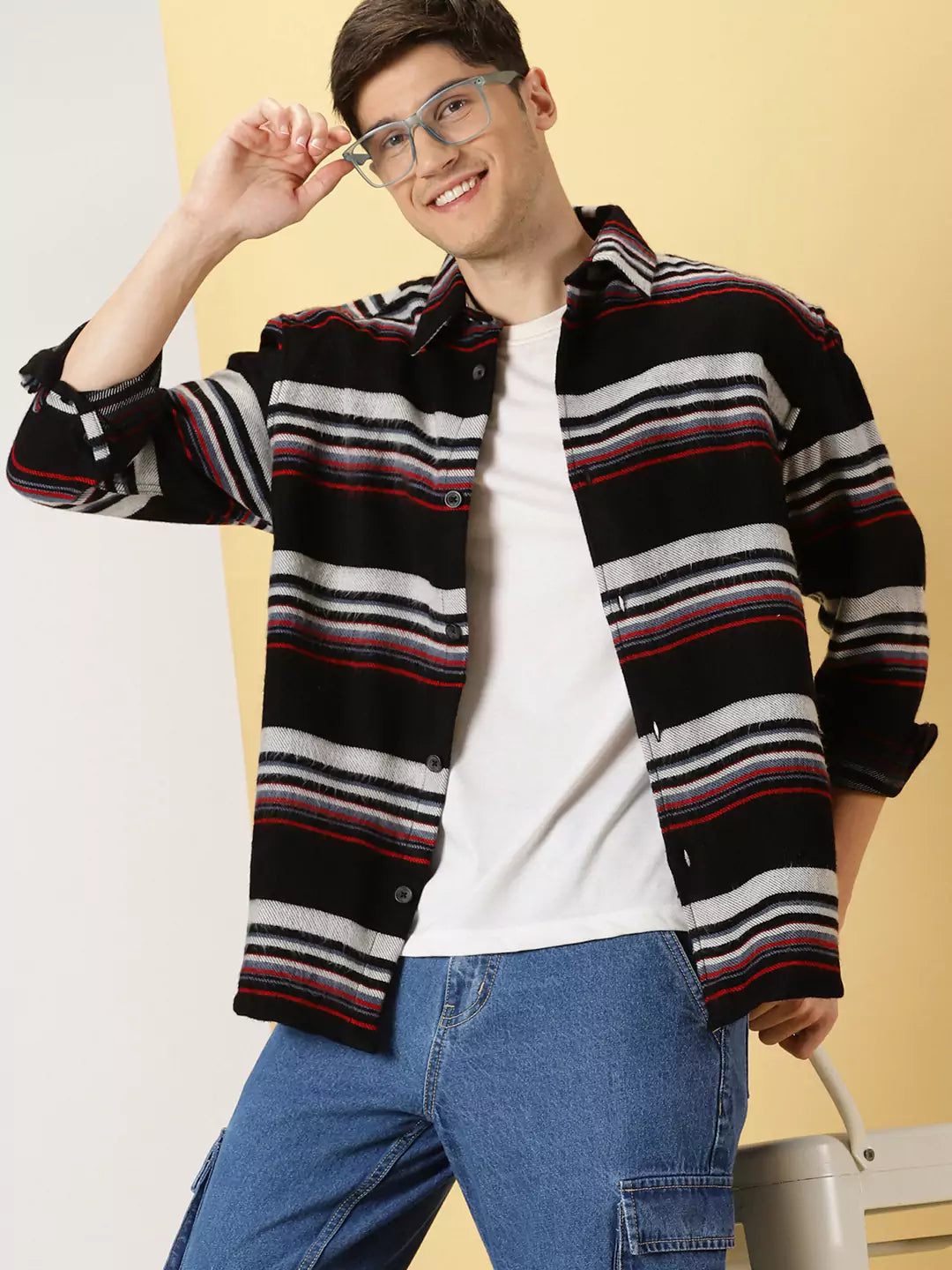 Thomas Scott Men Standard Horizontal Stripes Cotton Opaque Striped Casual Shirt