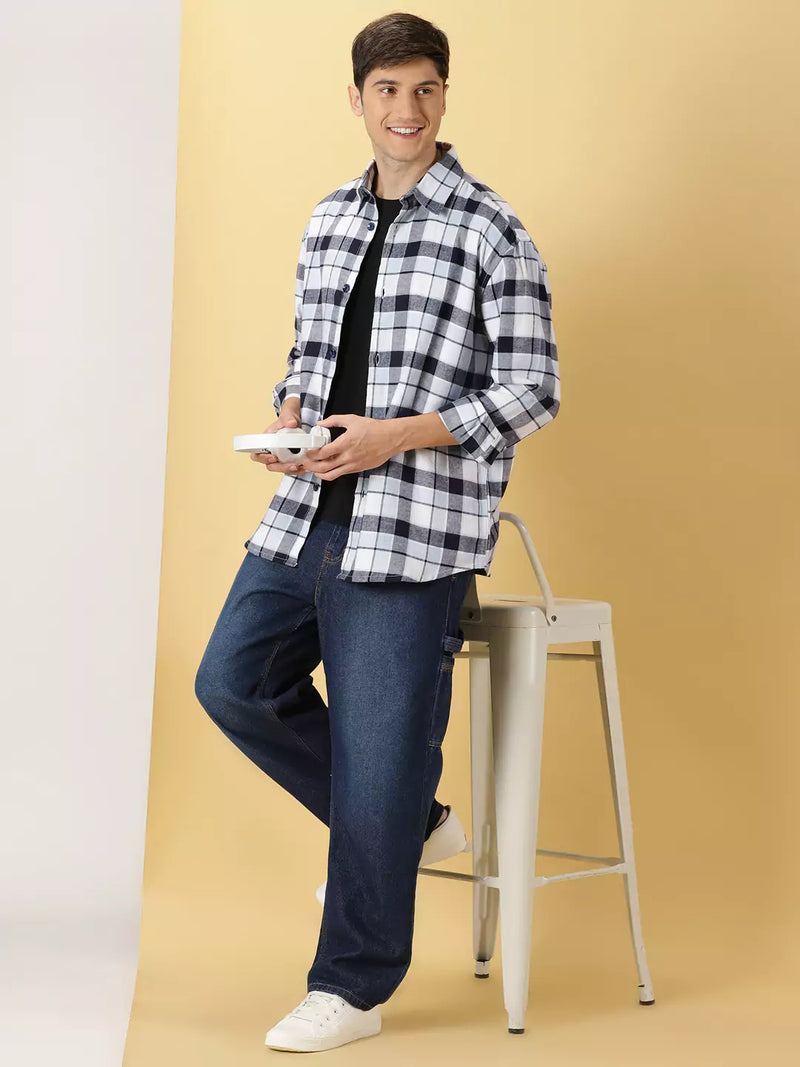 Thomas Scott Men Standard Tartan Checks Cotton Opaque Checked Casual Shackets Shirt