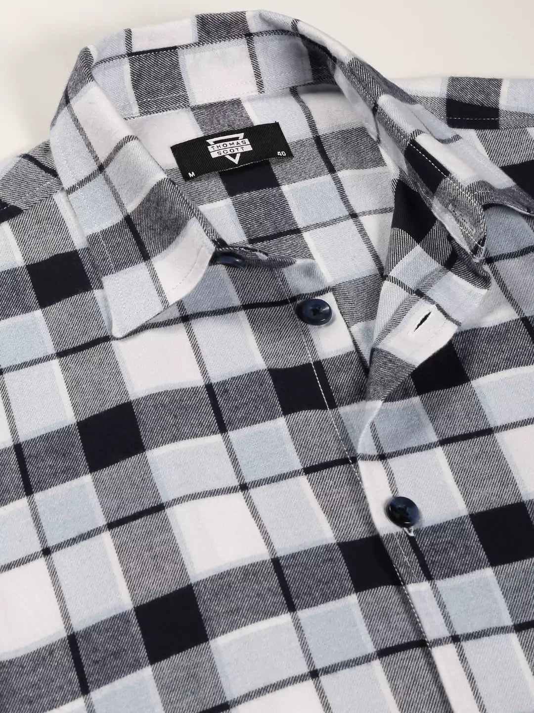 Thomas Scott Men Standard Tartan Checks Cotton Opaque Checked Casual Shackets Shirt