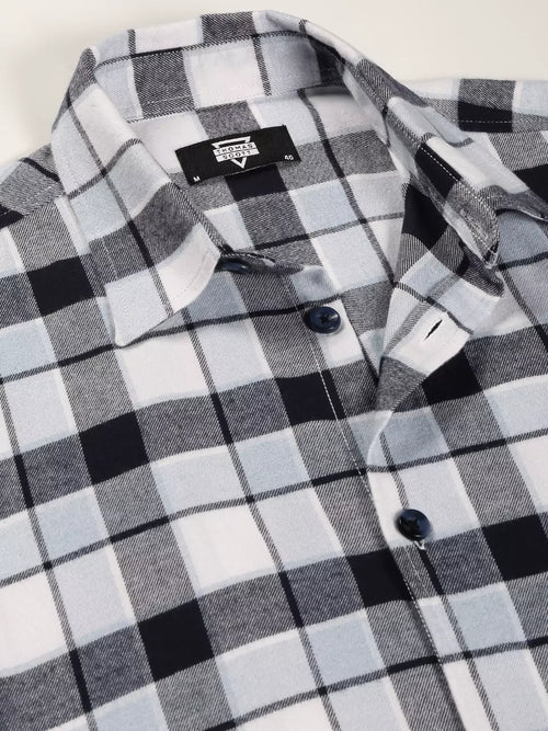 Thomas Scott Men Standard Tartan Checks Cotton Opaque Checked Casual Shackets Shirt