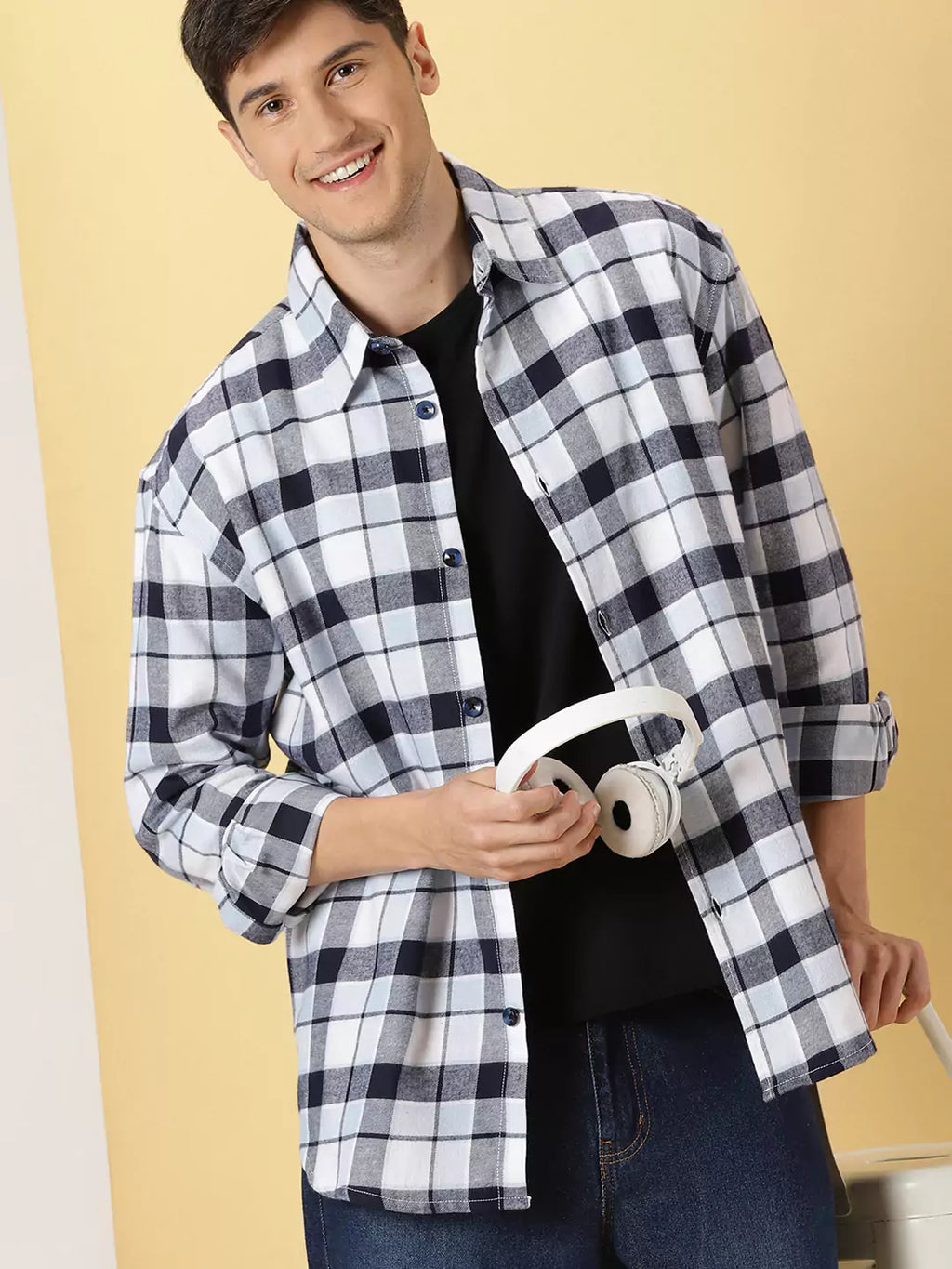 Thomas Scott Men Standard Tartan Checks Cotton Opaque Checked Casual Shackets Shirt