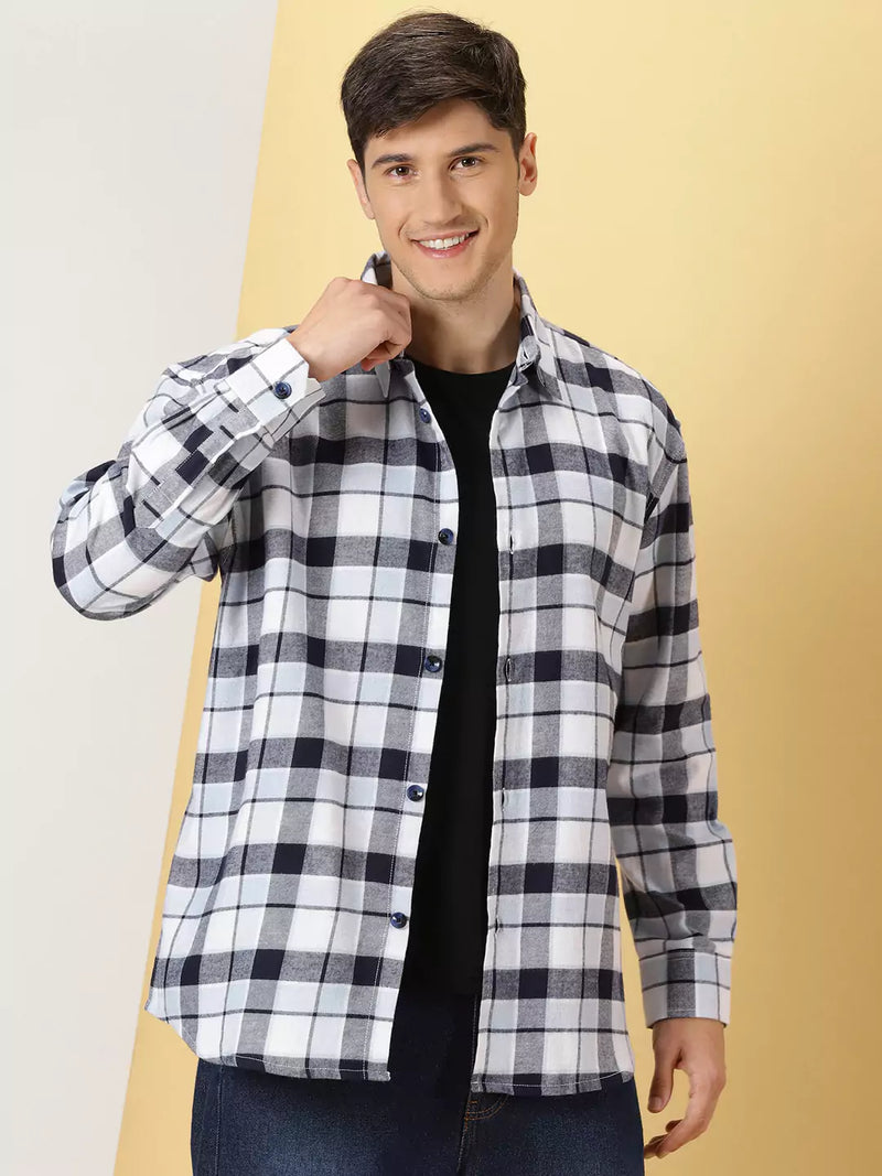 Thomas Scott Men Standard Tartan Checks Cotton Opaque Checked Casual Shackets Shirt