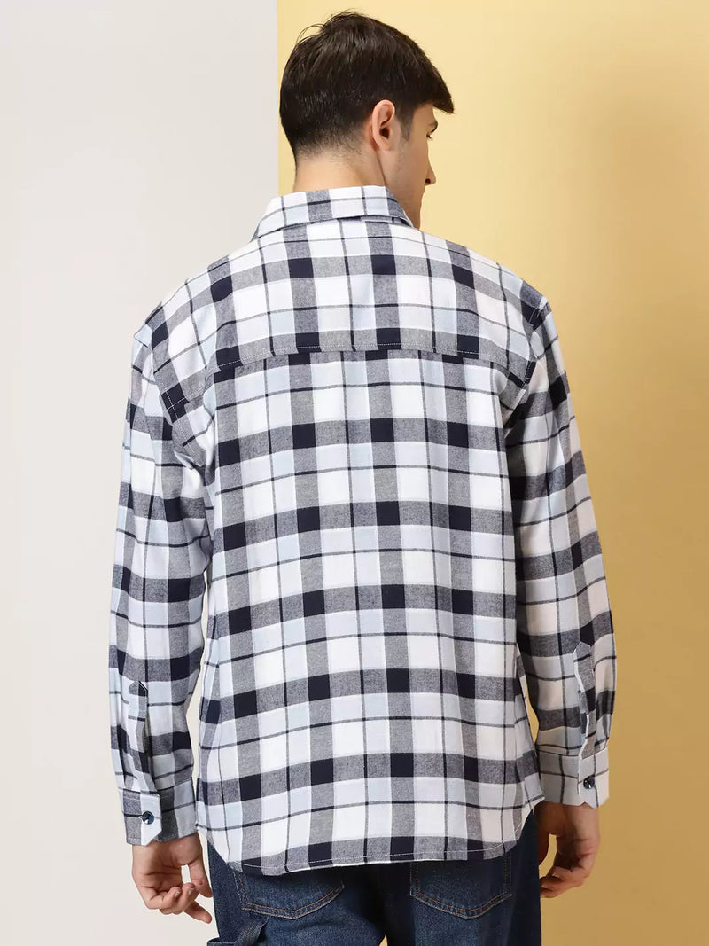 Thomas Scott Men Standard Tartan Checks Cotton Opaque Checked Casual Shackets Shirt