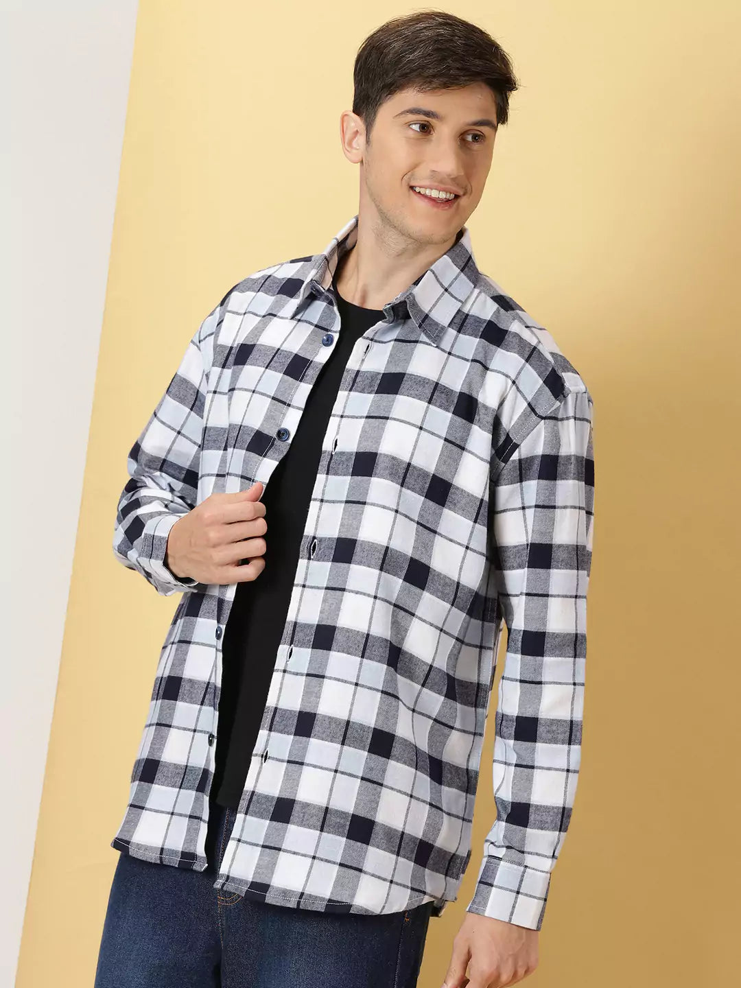 Thomas Scott Men Standard Tartan Checks Cotton Opaque Checked Casual Shackets Shirt