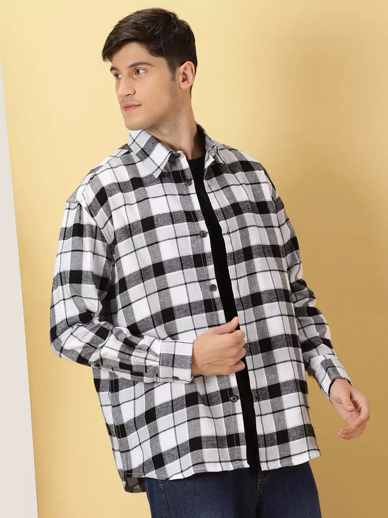 Thomas Scott Men Standard Tartan Checks Cotton Opaque Checked Casual Shackets Shirt