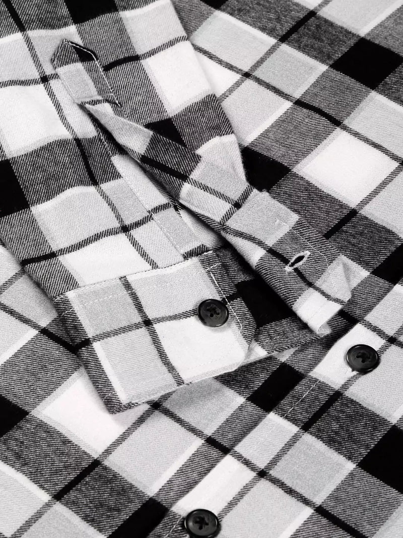 Thomas Scott Men Standard Tartan Checks Cotton Opaque Checked Casual Shackets Shirt