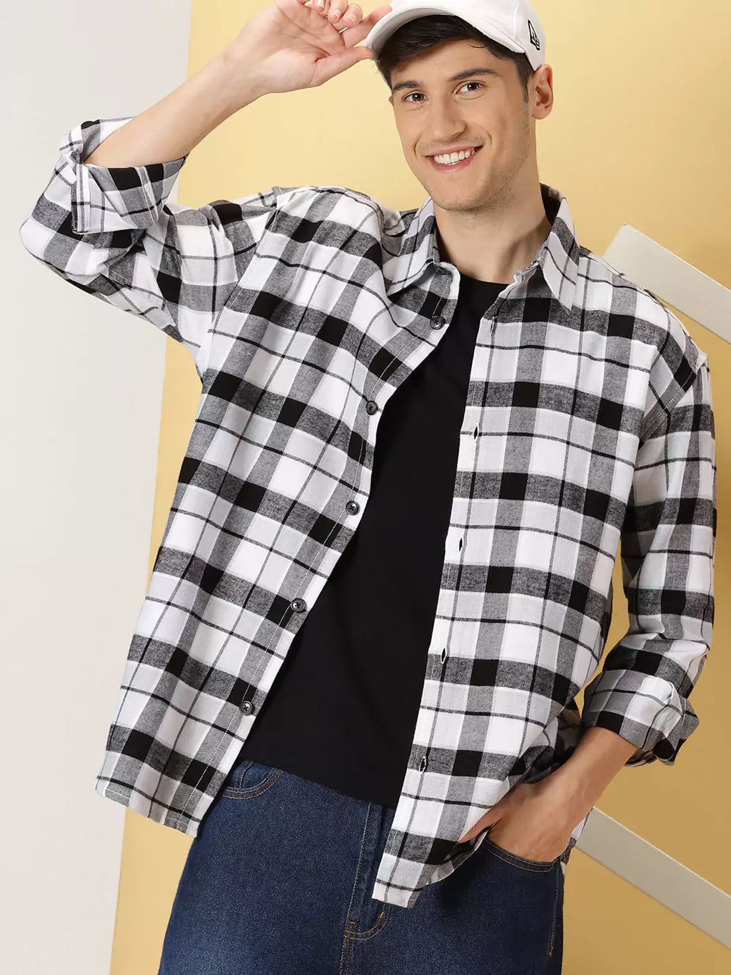 Grey Standard Tartan Checks Cotton Opaque Checked Casual Shackets Shirt For Men