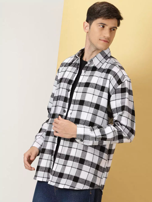 Thomas Scott Men Standard Tartan Checks Cotton Opaque Checked Casual Shackets Shirt