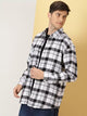 Grey Standard Tartan Checks Cotton Opaque Checked Casual Shackets Shirt For Men