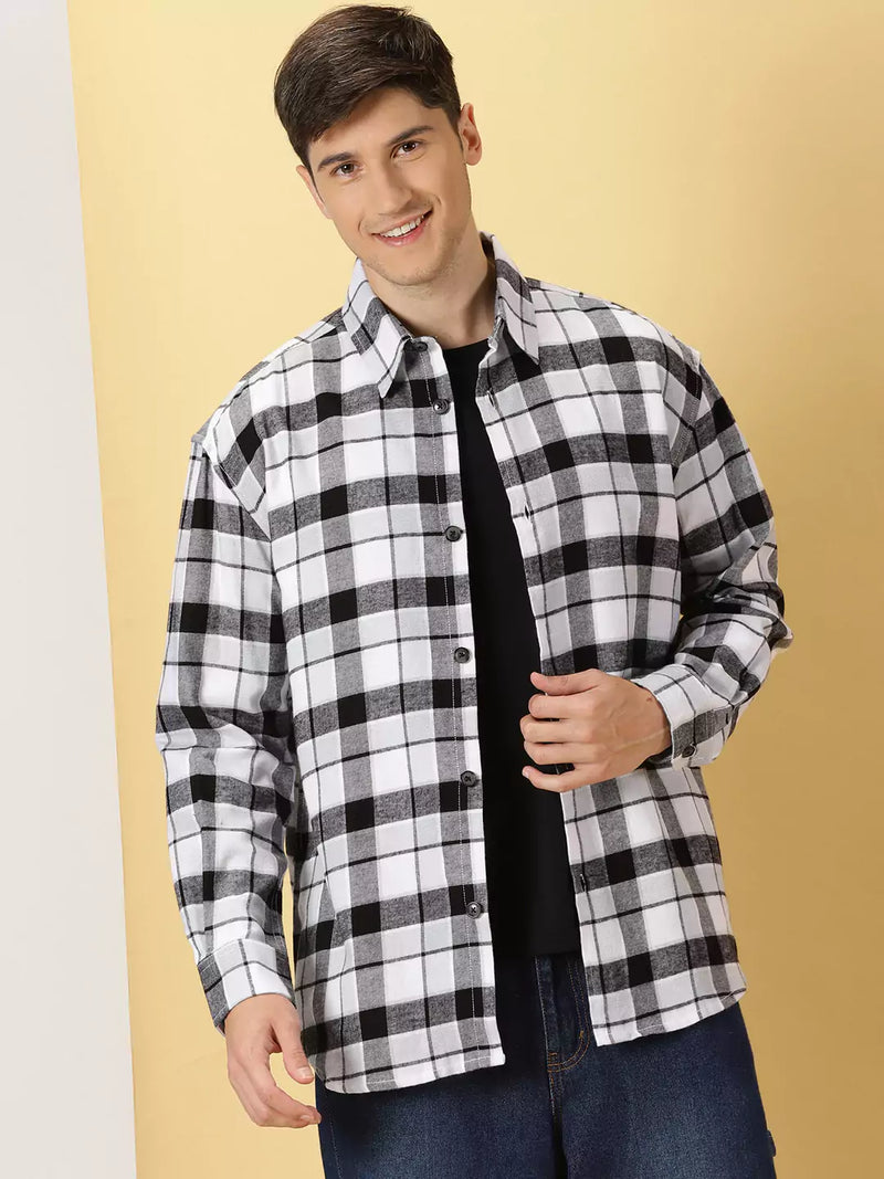 Thomas Scott Men Standard Tartan Checks Cotton Opaque Checked Casual Shackets Shirt