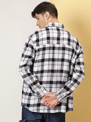 Thomas Scott Men Standard Tartan Checks Cotton Opaque Checked Casual Shackets Shirt