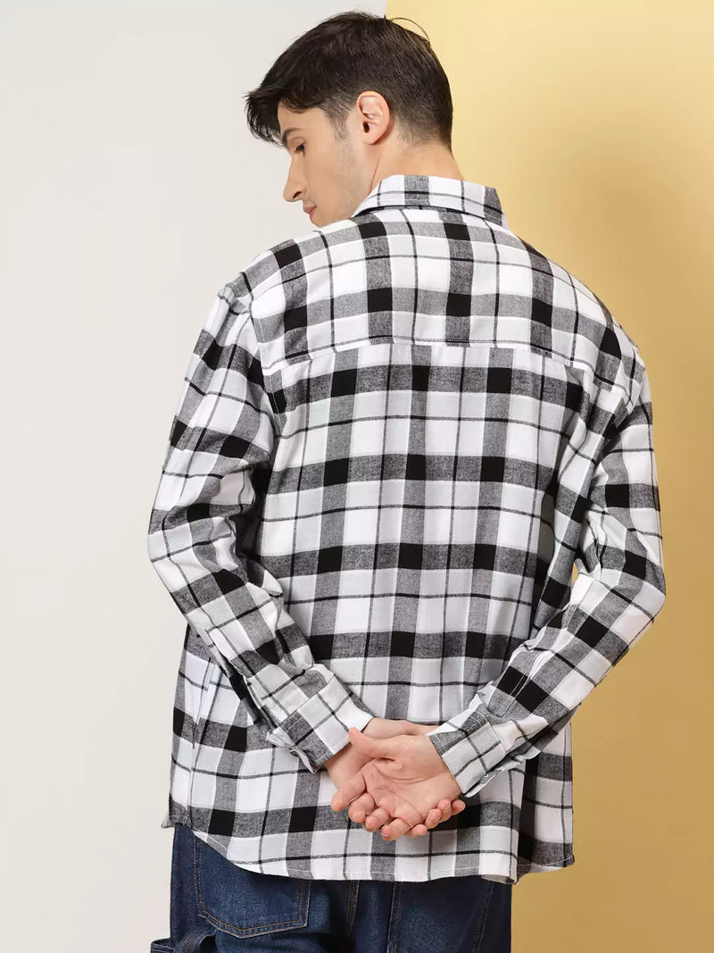 Thomas Scott Men Standard Tartan Checks Cotton Opaque Checked Casual Shackets Shirt