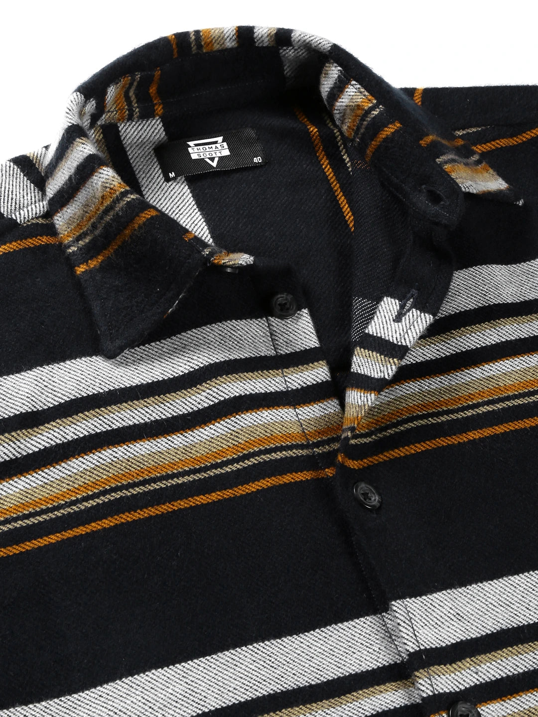 Navy Standard Striped Oversized Cotton Casual Shacket For Men