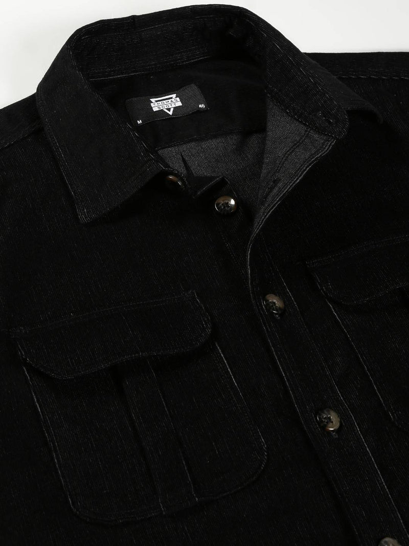 Thomas Scott Men Premium Slim Fit Corduroy Casual Shirt