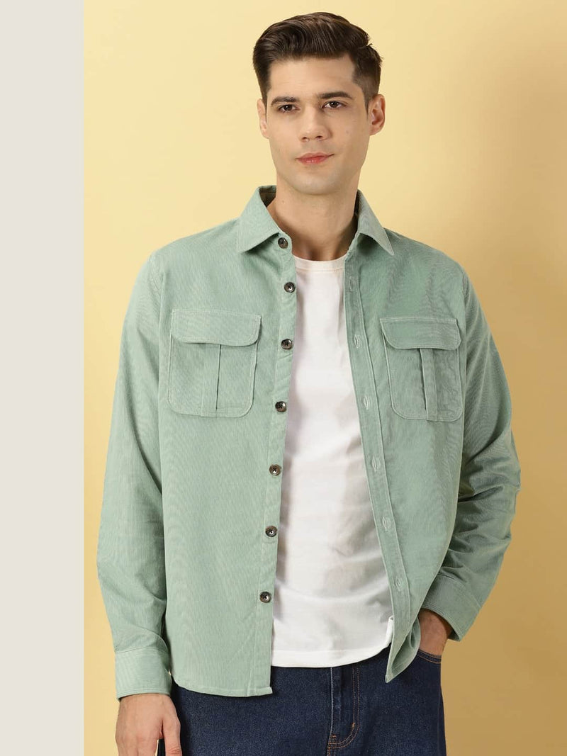Thomas Scott Men Premium Slim Fit Corduroy Casual Shirt