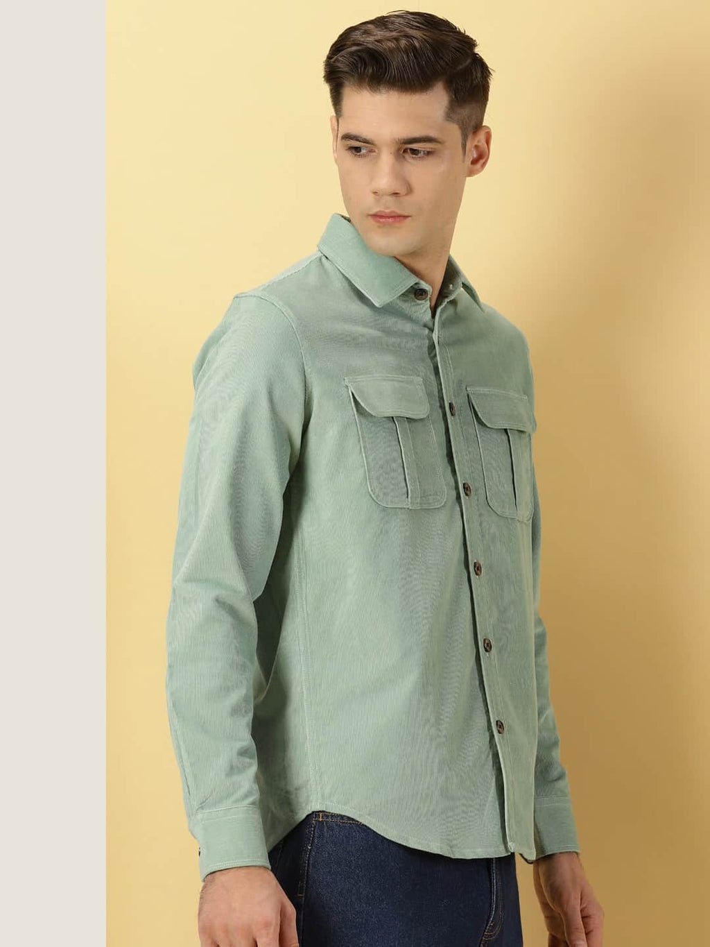 Thomas Scott Men Premium Slim Fit Corduroy Casual Shirt