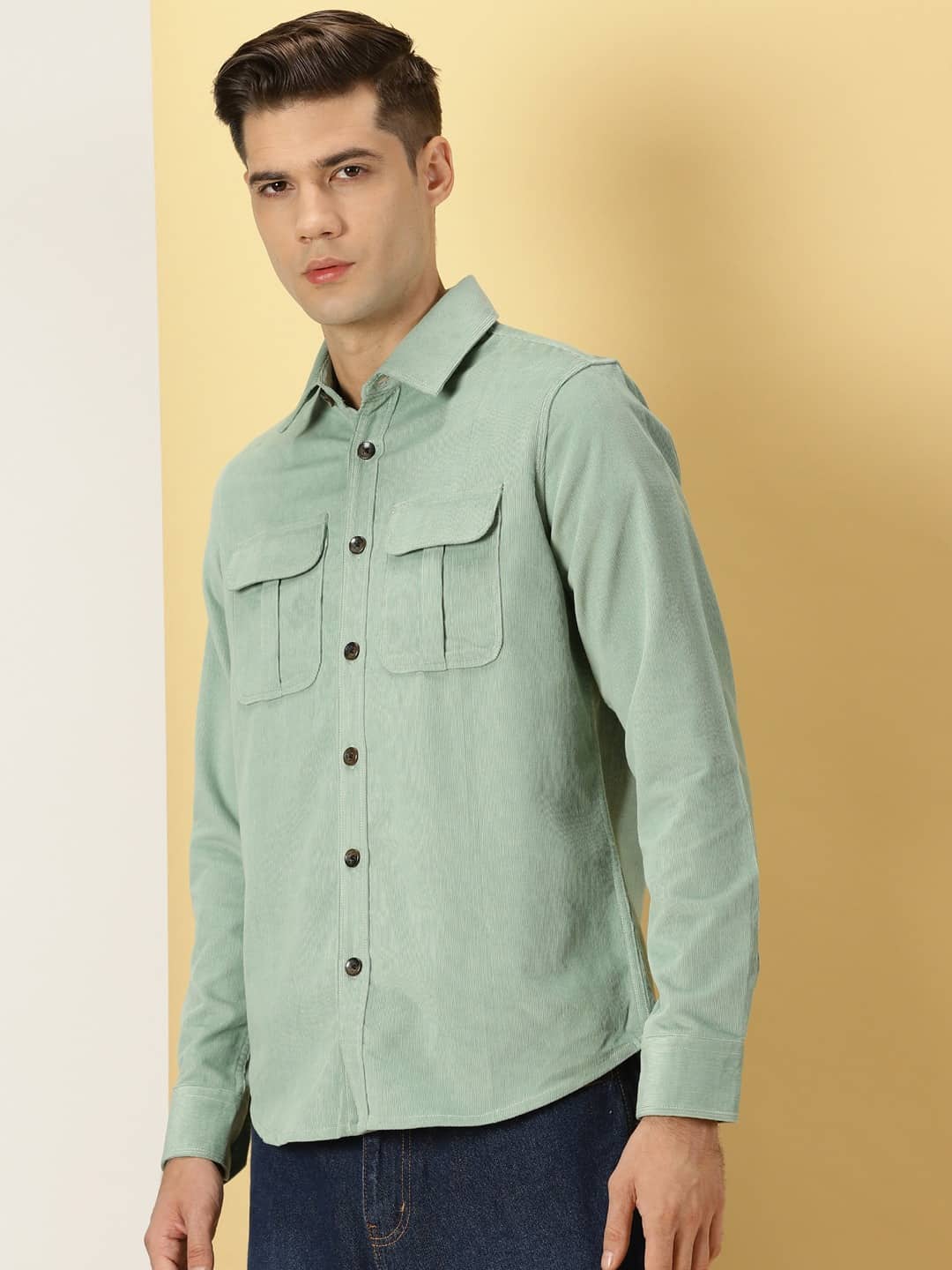 Thomas Scott Men Premium Slim Fit Corduroy Casual Shirt