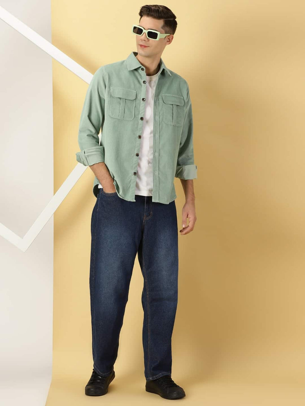 Thomas Scott Men Premium Slim Fit Corduroy Casual Shirt