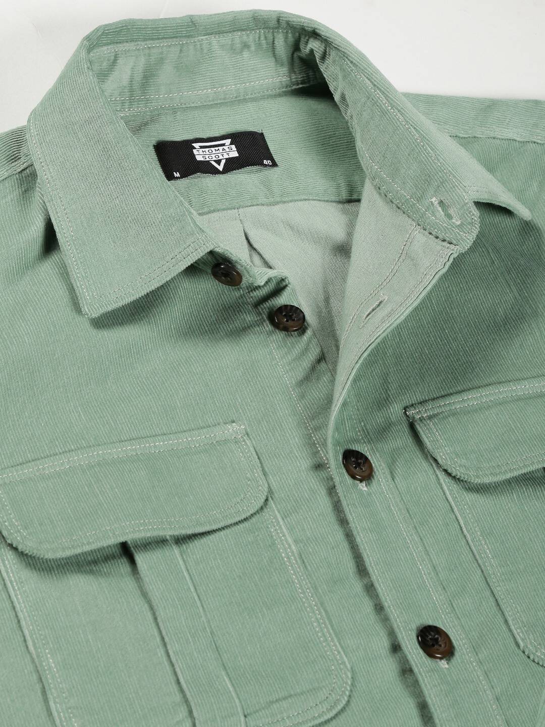 Thomas Scott Men Premium Slim Fit Corduroy Casual Shirt
