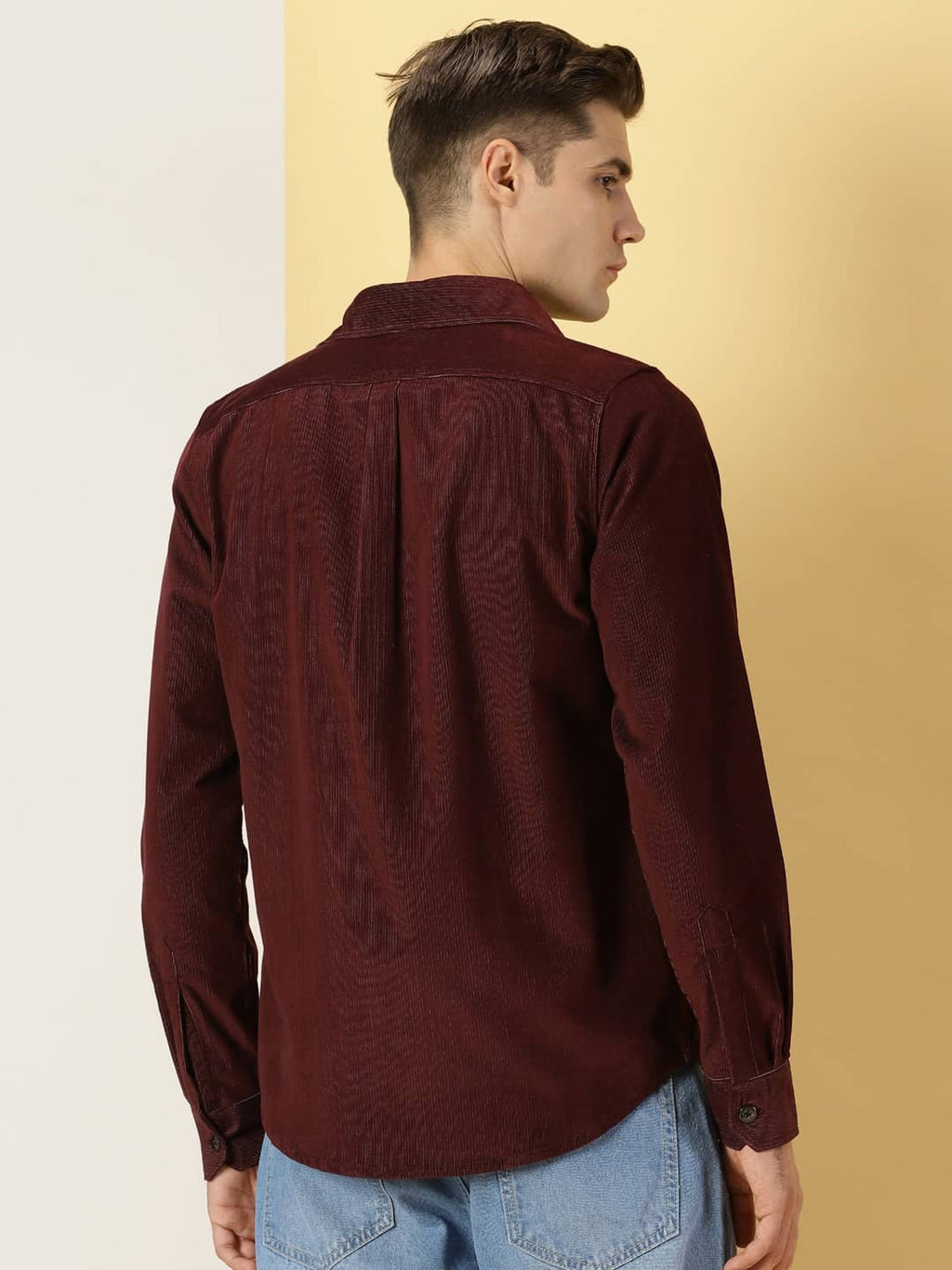 Thomas Scott Men Premium Slim Fit Corduroy Casual Shirt