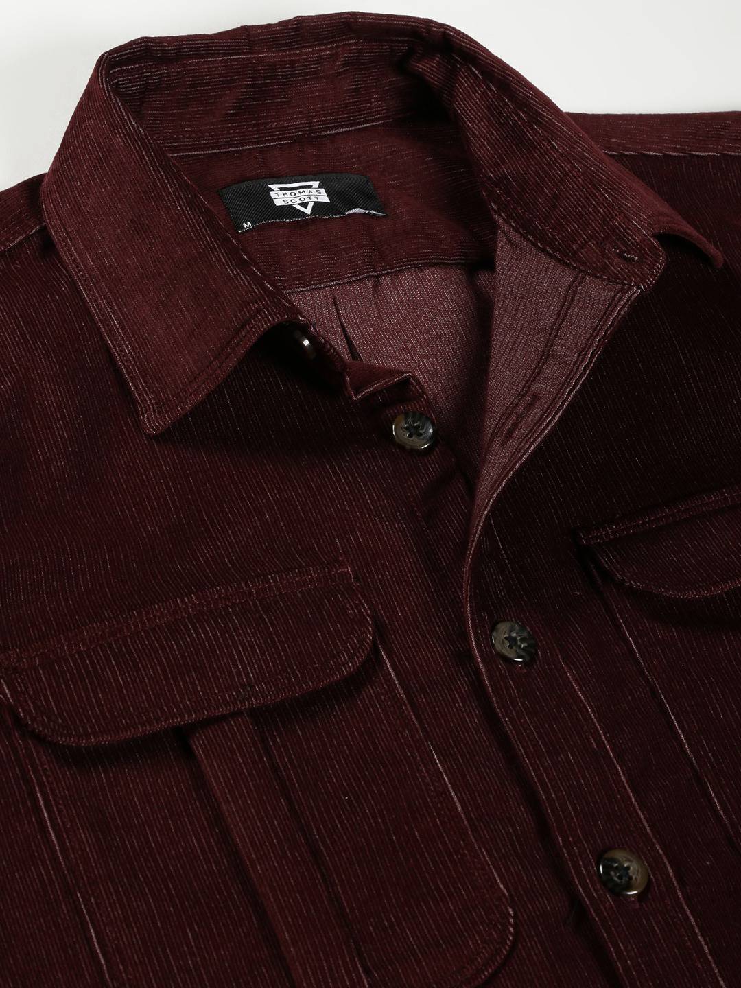 Thomas Scott Men Premium Slim Fit Corduroy Casual Shirt