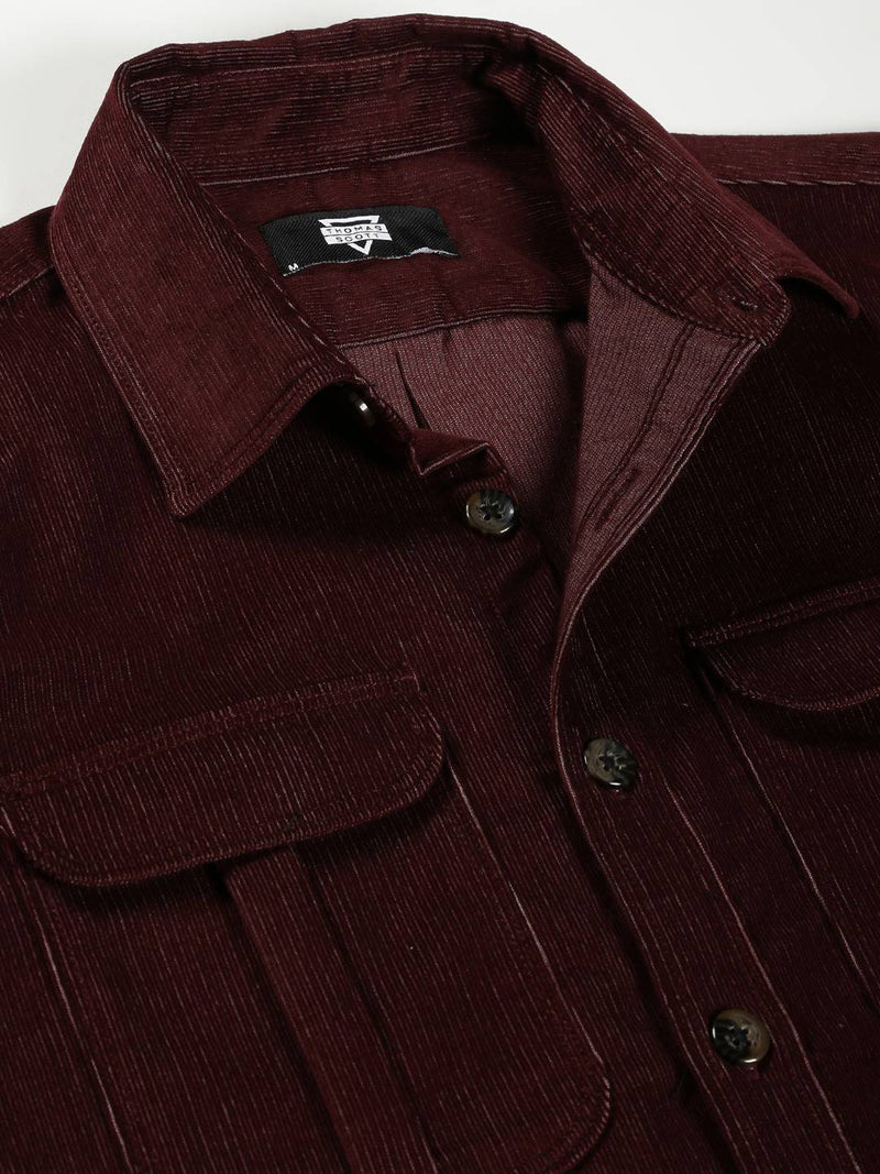 Thomas Scott Men Premium Slim Fit Corduroy Casual Shirt