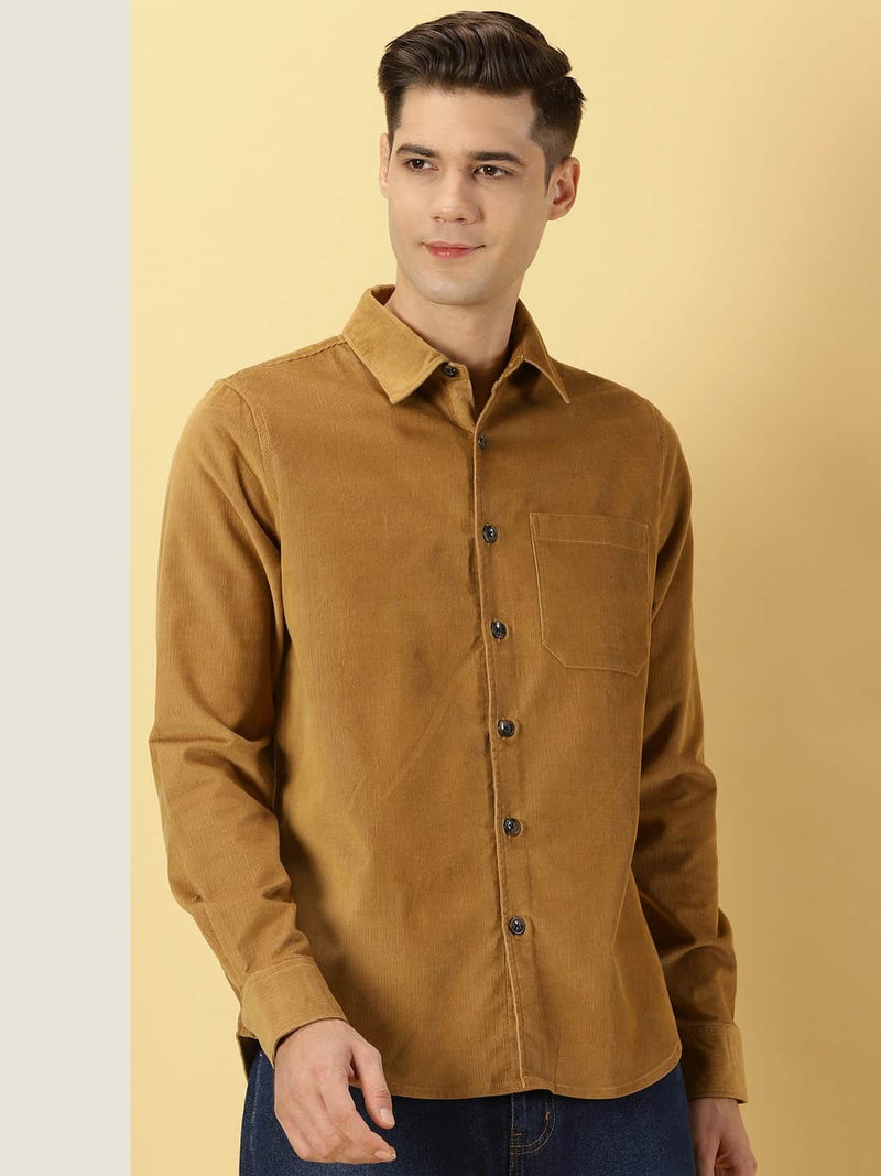 Thomas Scott Men Premium Slim Fit Corduroy Casual Shirt